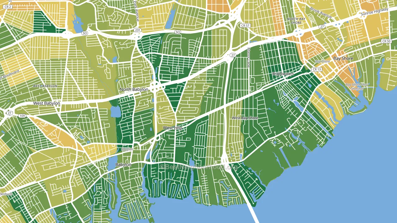West Islip, NY block-group voter-turnout map