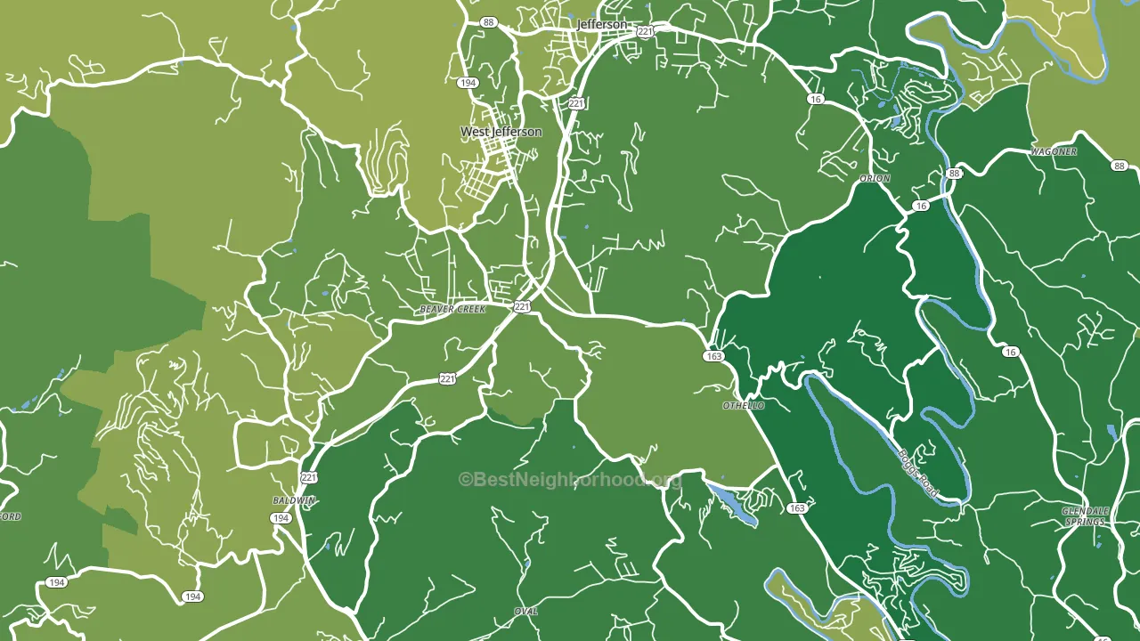 West Jefferson, NC block-group voter-turnout map