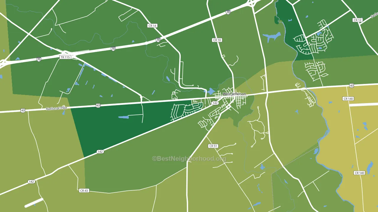 West Jefferson, OH block-group voter-turnout map
