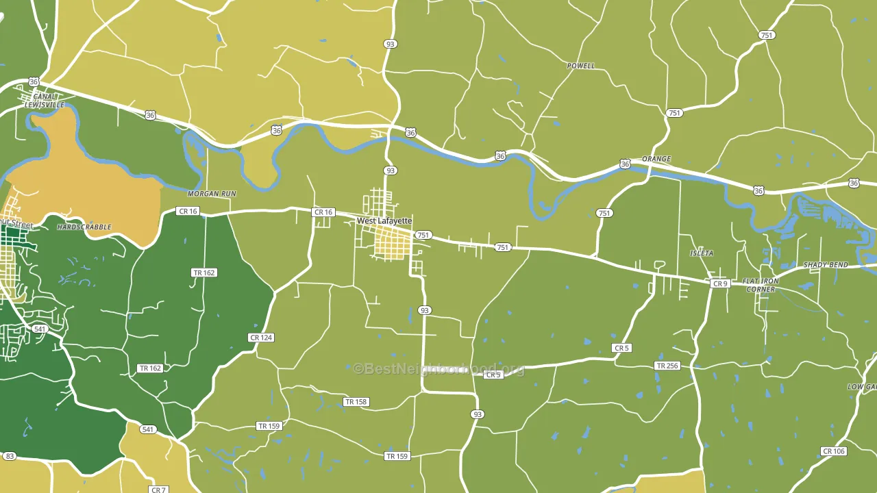 West Lafayette, OH block-group voter-turnout map