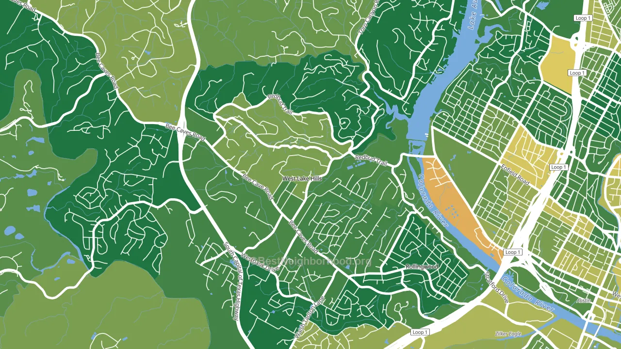 West Lake Hills, TX block-group voter-turnout map