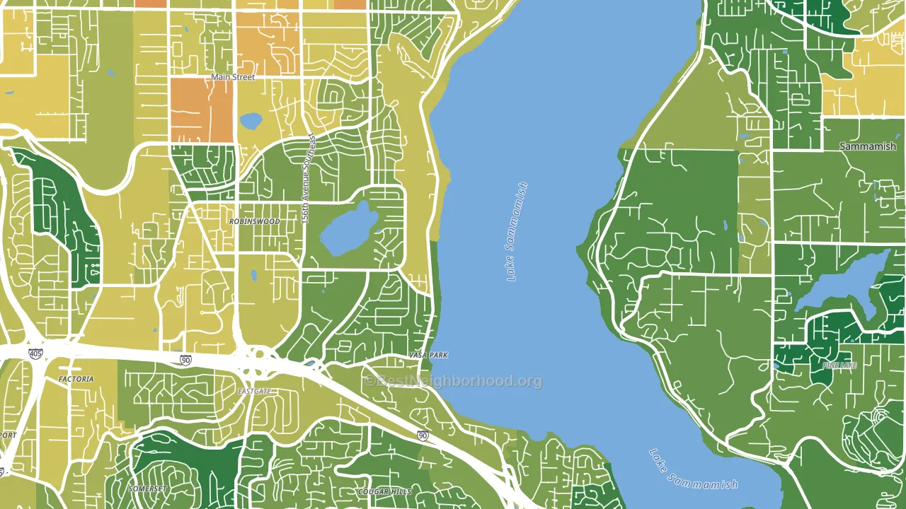 West Lake Sammamish, Bellevue, WA block-group voter-turnout map