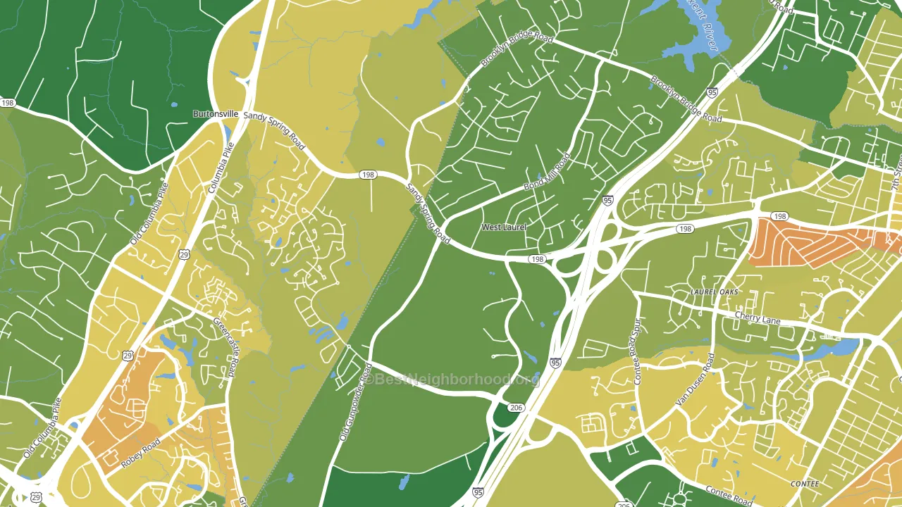 West Laurel, Laurel, MD block-group voter-turnout map