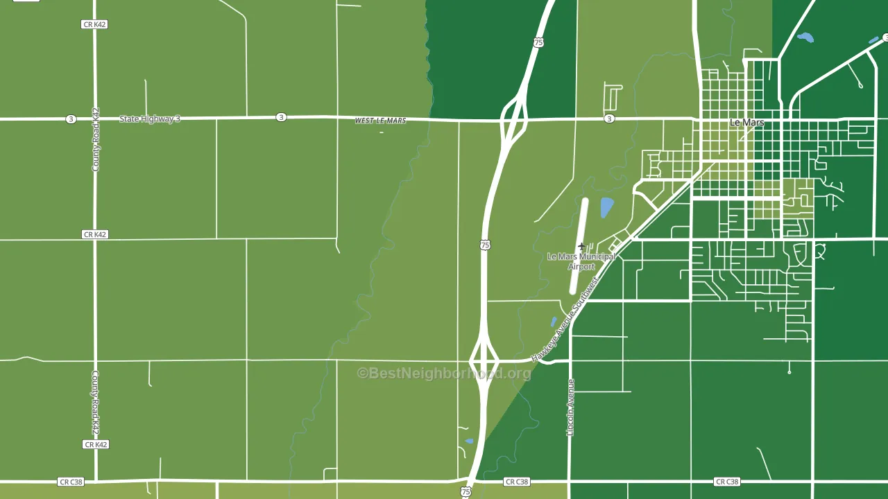 West Le Mars, IA block-group voter-turnout map