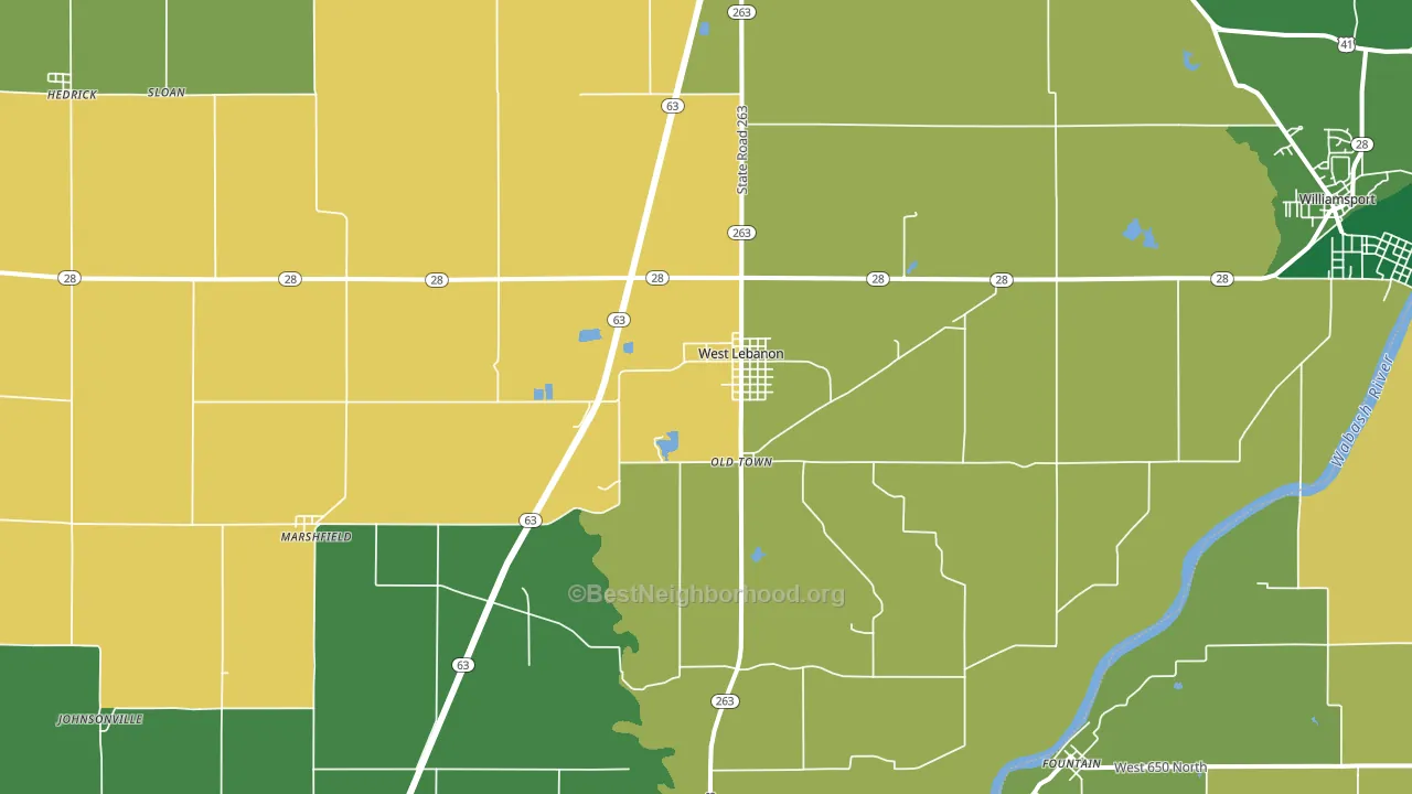 West Lebanon, IN block-group voter-turnout map