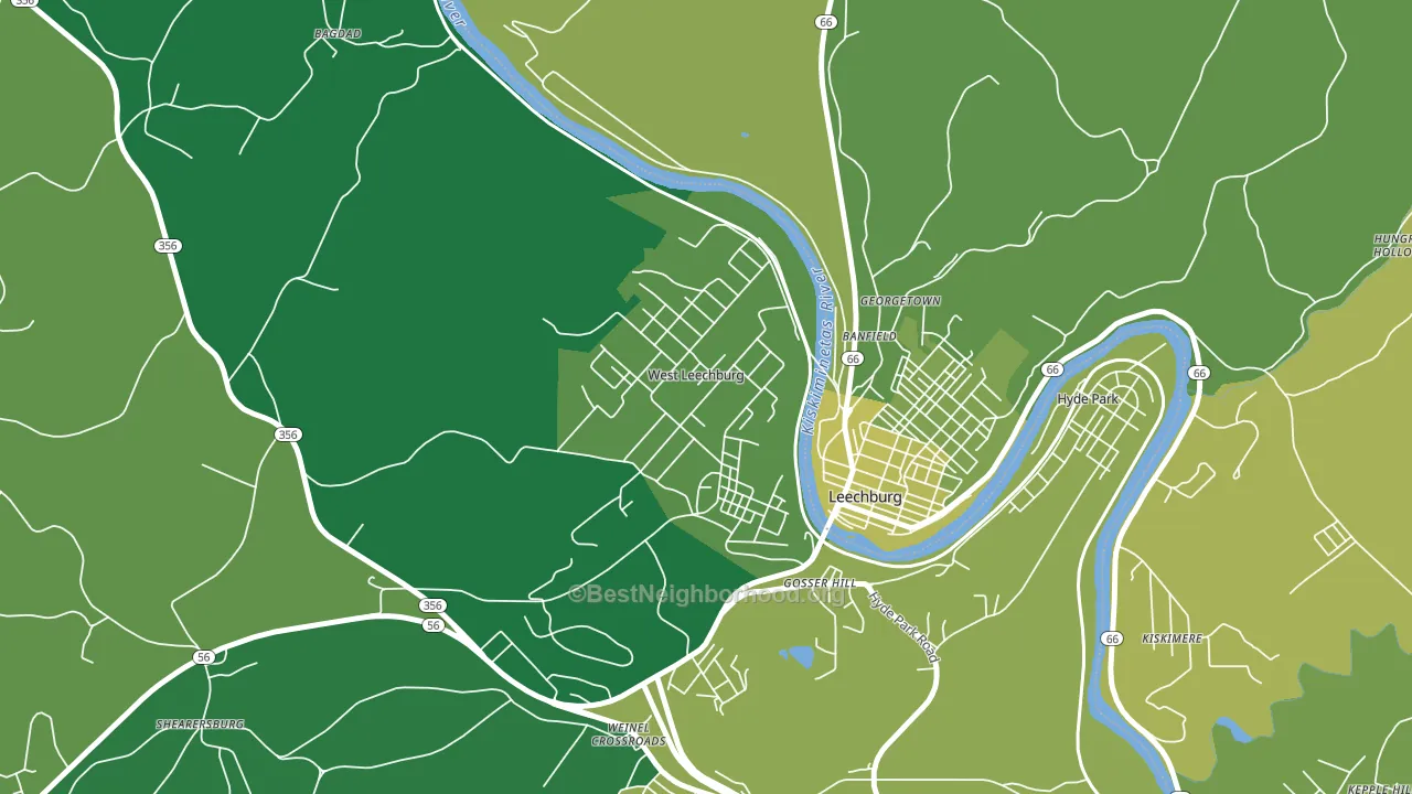 West Leechburg, PA block-group voter-turnout map