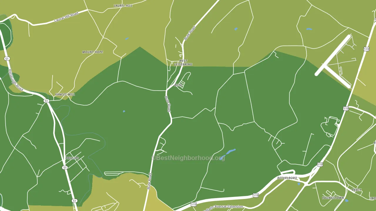 West Leisenring, PA block-group voter-turnout map
