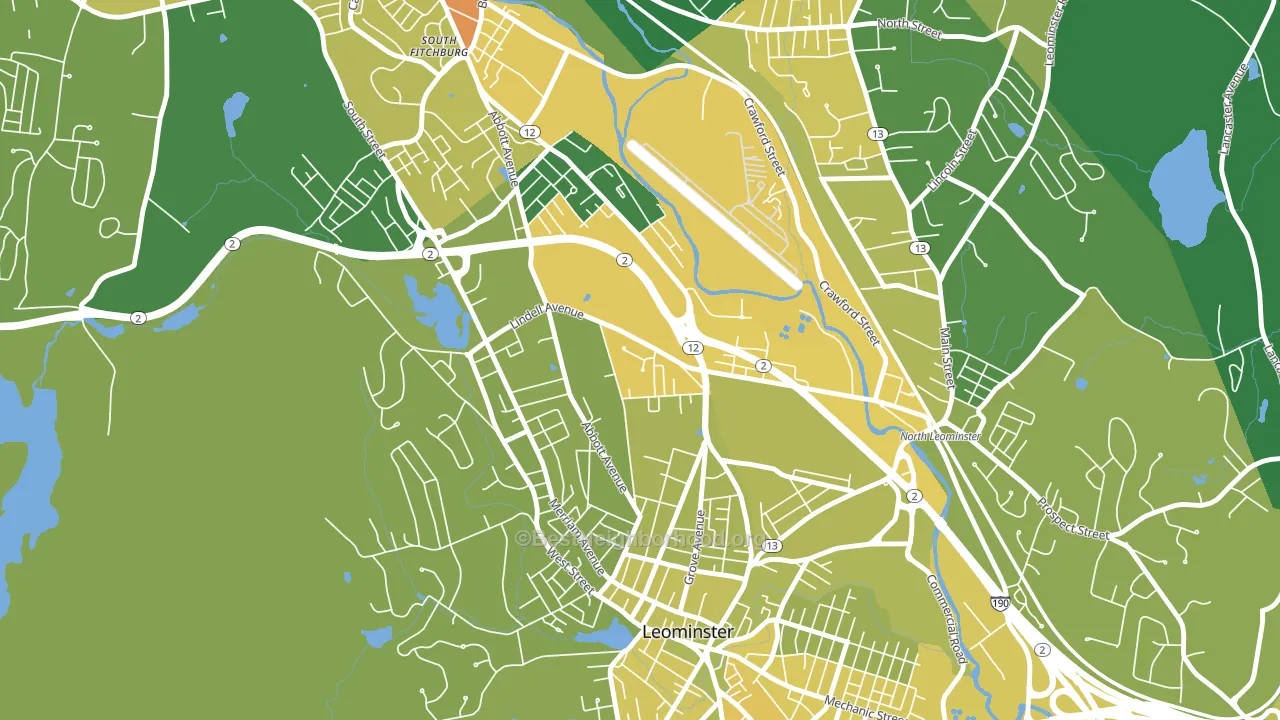 West Leominster, Leominster, MA block-group voter-turnout map