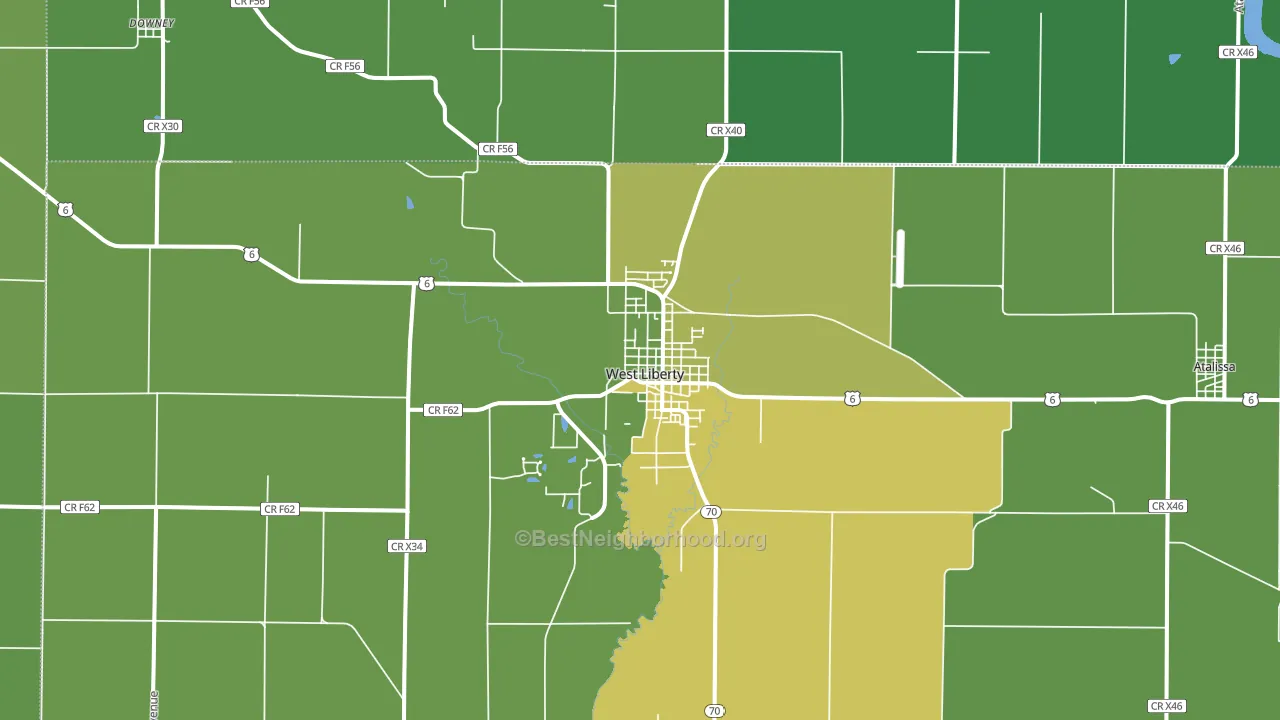 West Liberty, IA block-group voter-turnout map