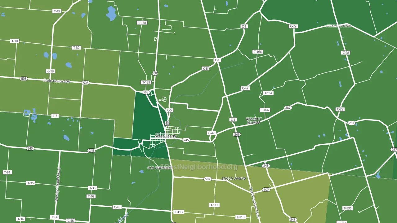 West Liberty, OH block-group voter-turnout map