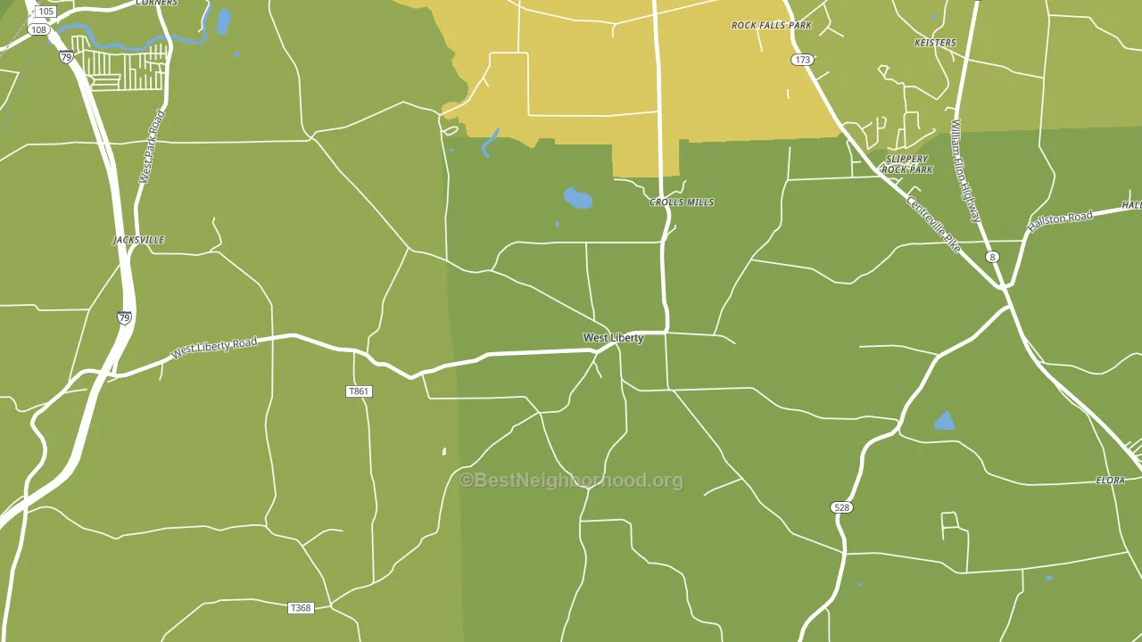 West Liberty, PA block-group voter-turnout map