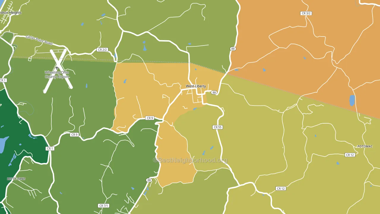 West Liberty, WV block-group voter-turnout map