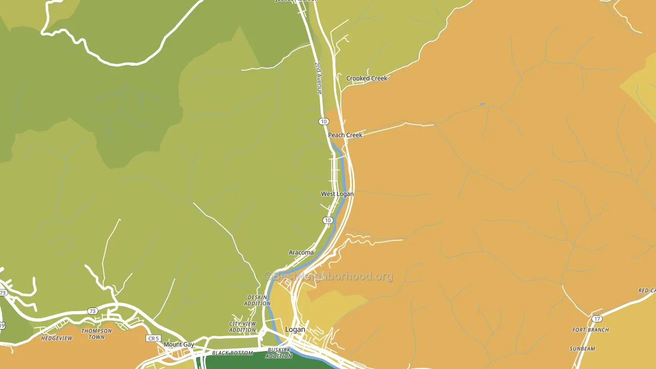 West Logan, WV block-group voter-turnout map