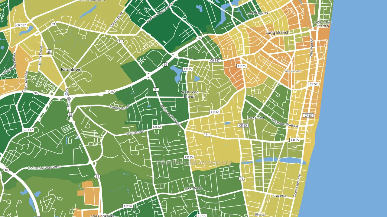 West Long Branch, NJ block-group voter-turnout map
