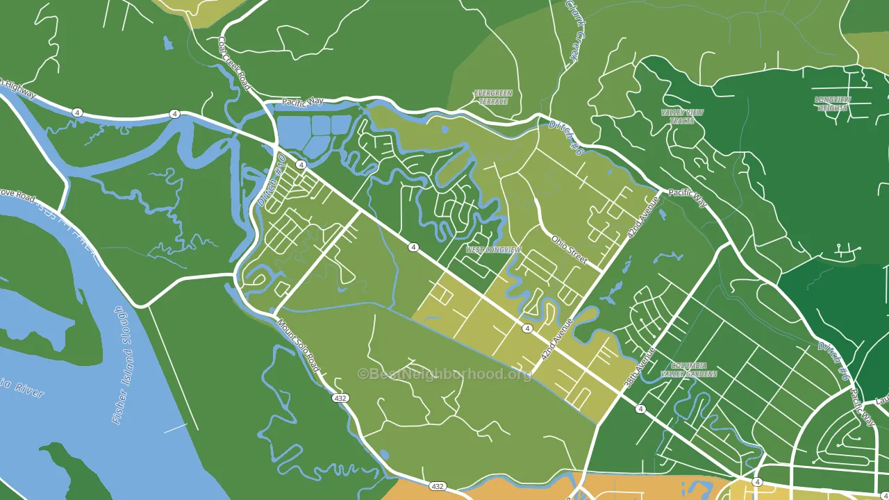 West Longview, Longview, WA block-group voter-turnout map