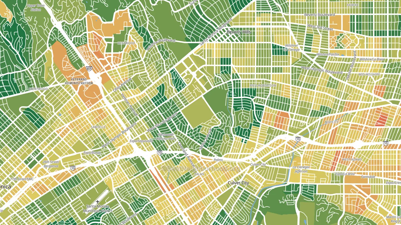 West Los Angeles, Los Angeles, CA block-group voter-turnout map