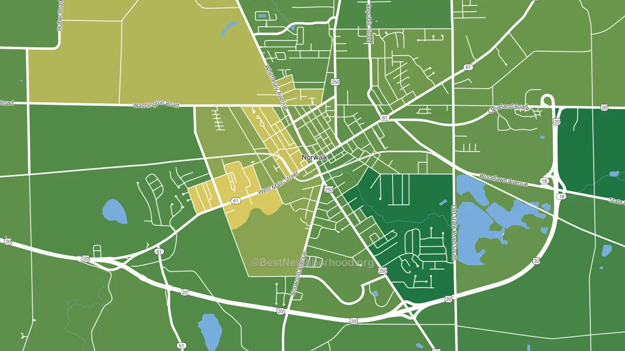 West Main Street Historic District, Norwalk, OH block-group voter-turnout map