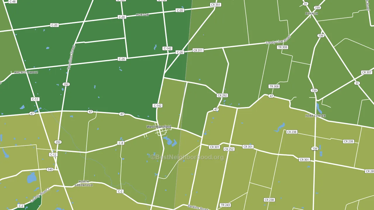 West Mansfield, OH block-group voter-turnout map