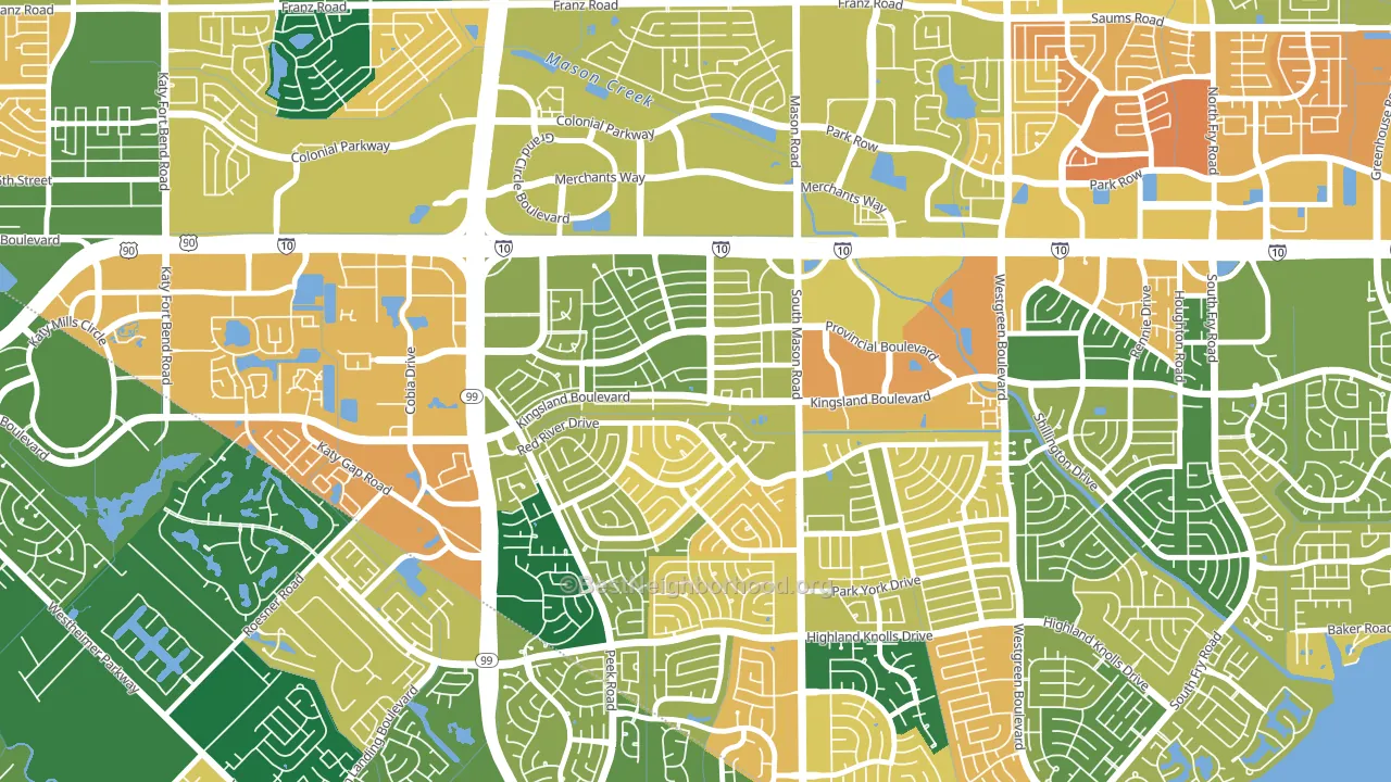 West Memorial, Katy, TX block-group voter-turnout map