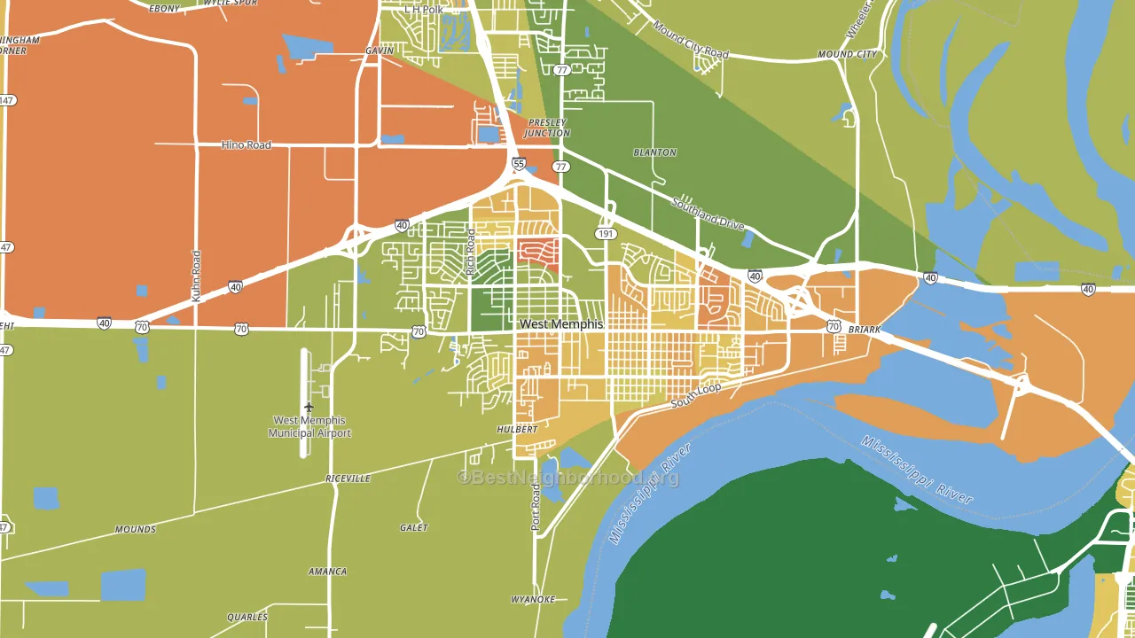 West Memphis, AR block-group voter-turnout map