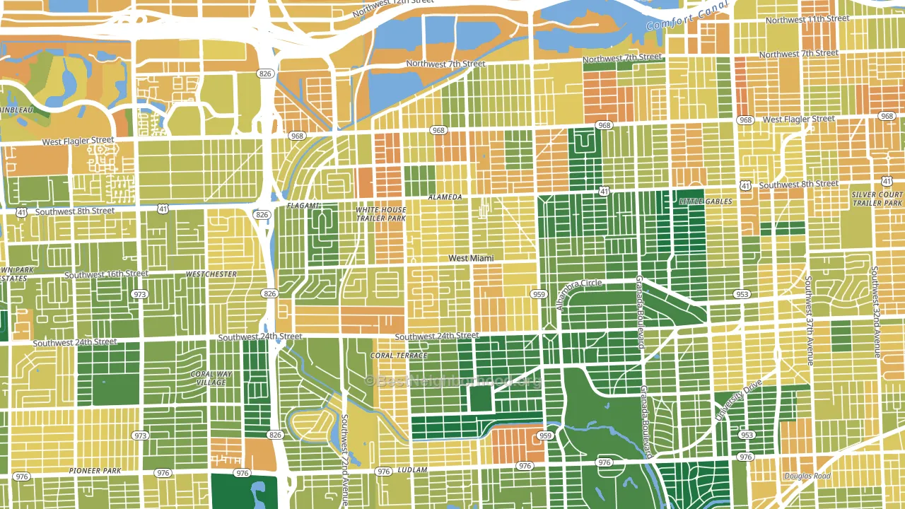 West Miami, FL block-group voter-turnout map