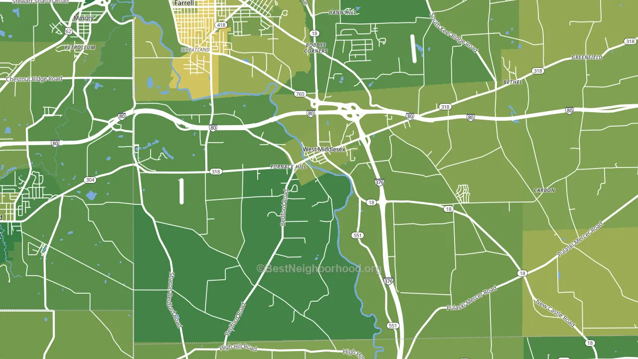West Middlesex, PA block-group voter-turnout map