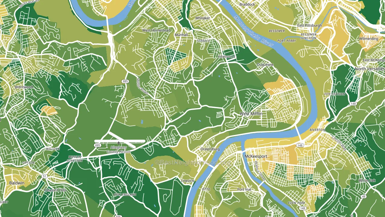 West Mifflin, PA block-group voter-turnout map