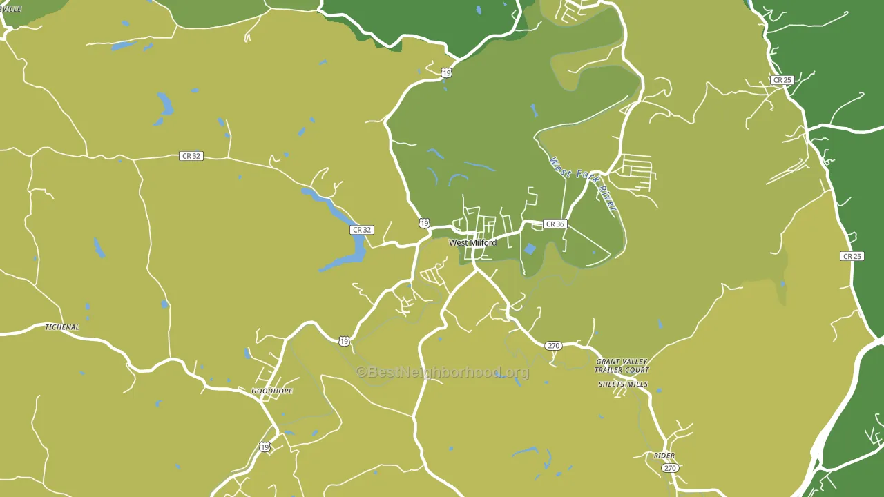 West Milford, WV block-group voter-turnout map