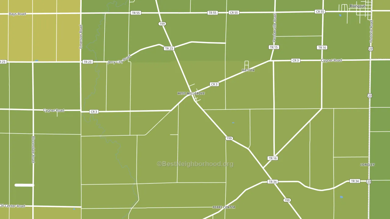 West Millgrove, OH block-group voter-turnout map