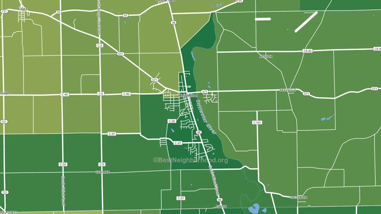 West Milton, OH block-group voter-turnout map