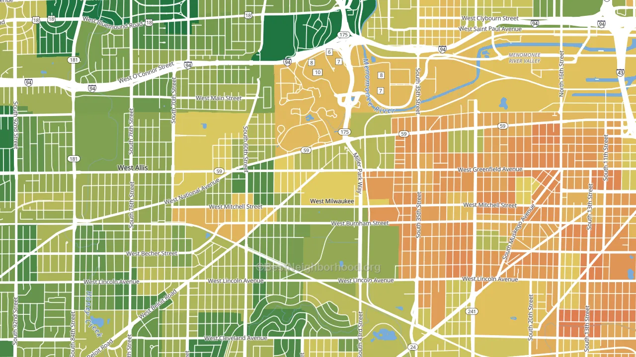 West Milwaukee, WI block-group voter-turnout map