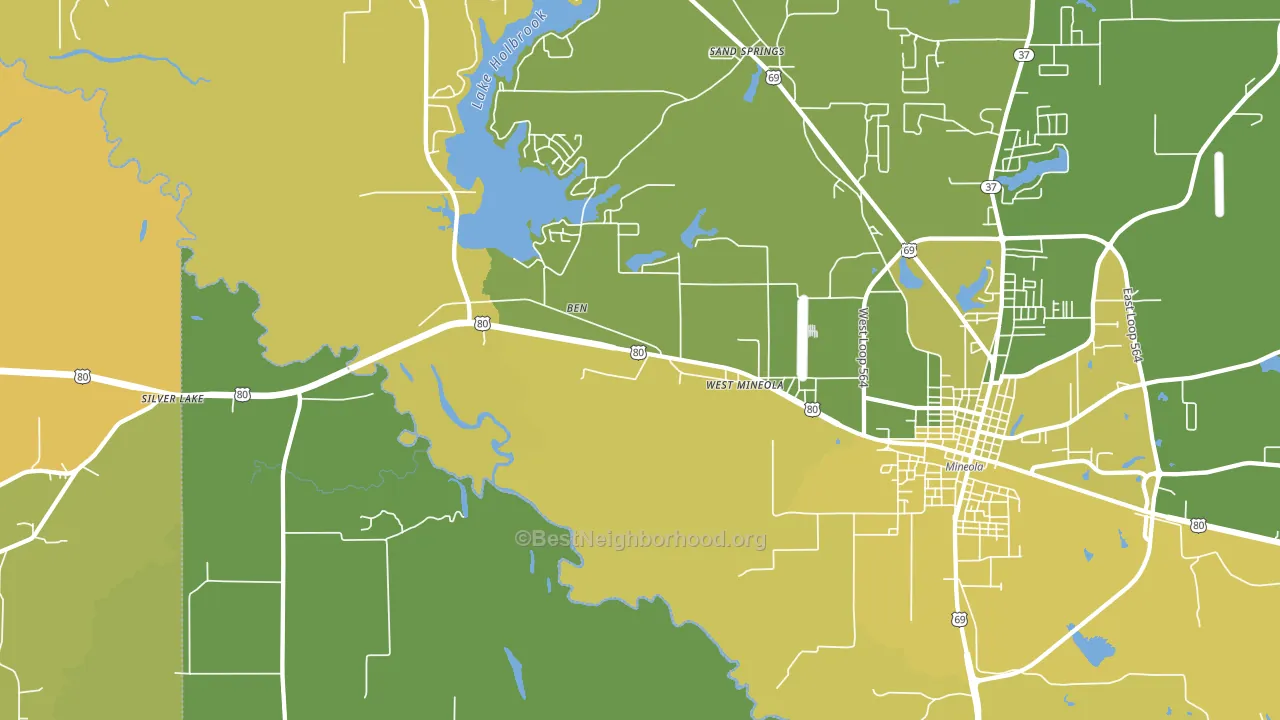West Mineola, TX block-group voter-turnout map