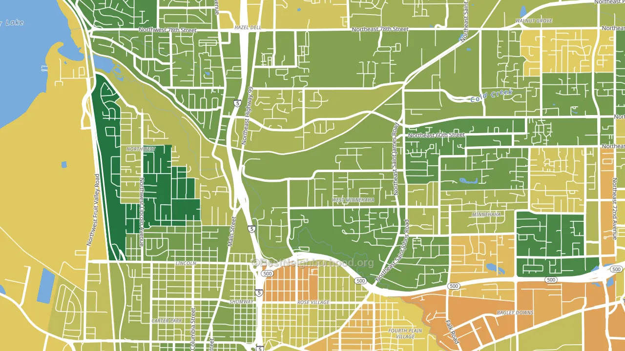 West Minnehaha, Vancouver, WA block-group voter-turnout map