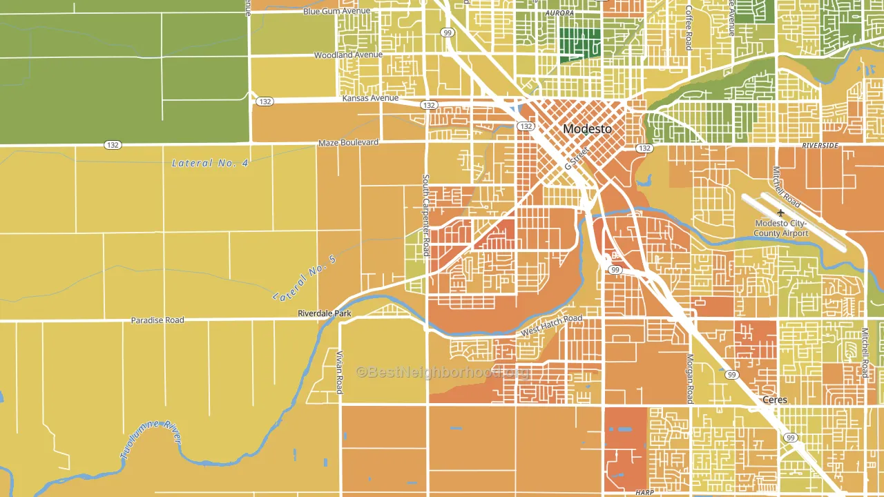 West Modesto, Modesto, CA block-group voter-turnout map