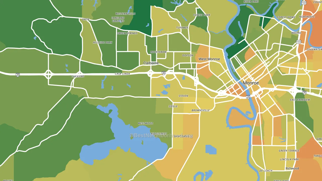 West Monroe, LA block-group voter-turnout map