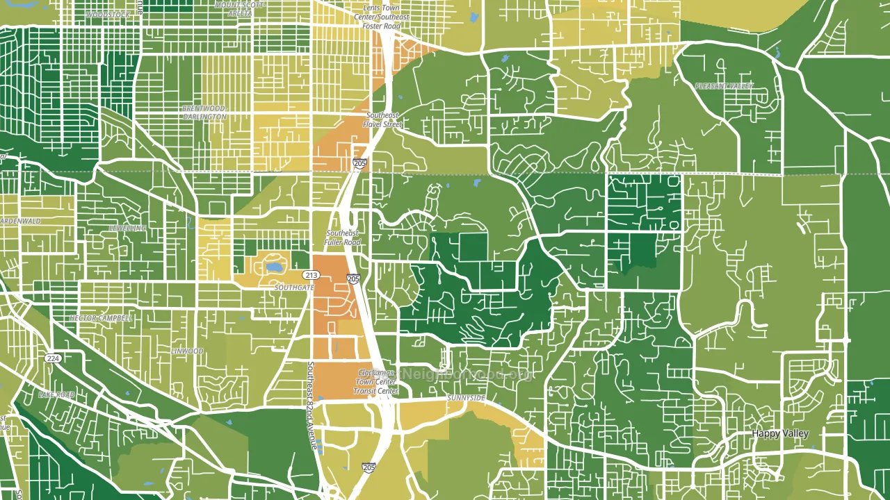 West Mt. Scott, Happy Valley, OR block-group voter-turnout map