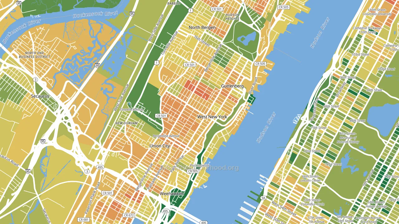 West New York, NJ block-group voter-turnout map