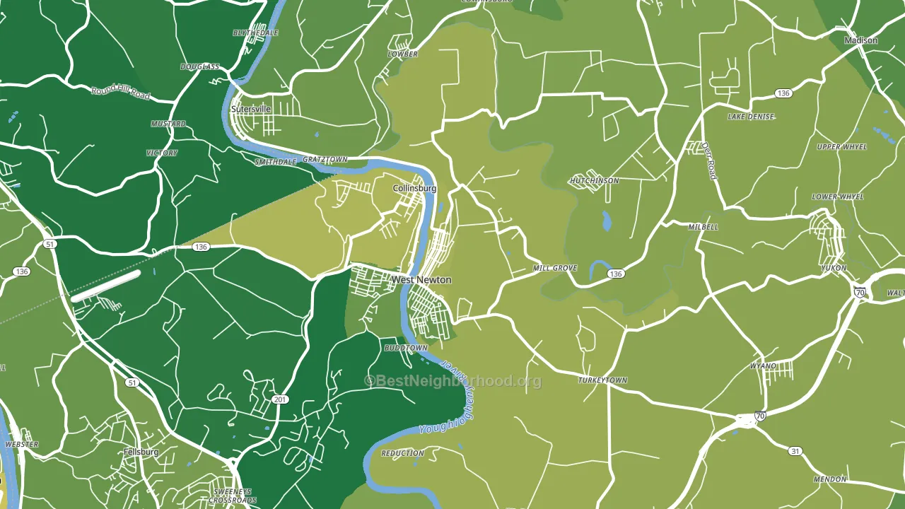 West Newton, PA block-group voter-turnout map