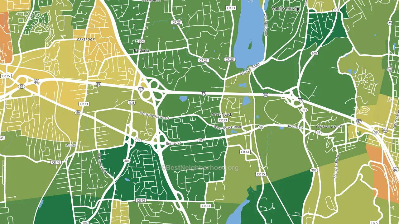 West Nyack, NY block-group voter-turnout map