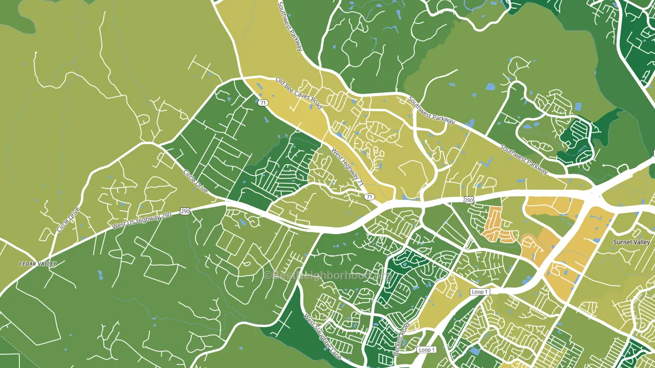 West Oak Hill, Austin, TX block-group voter-turnout map