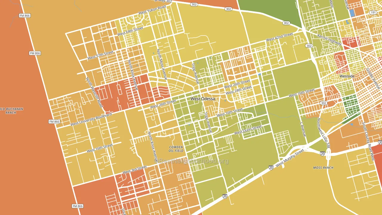 West Odessa, TX block-group voter-turnout map