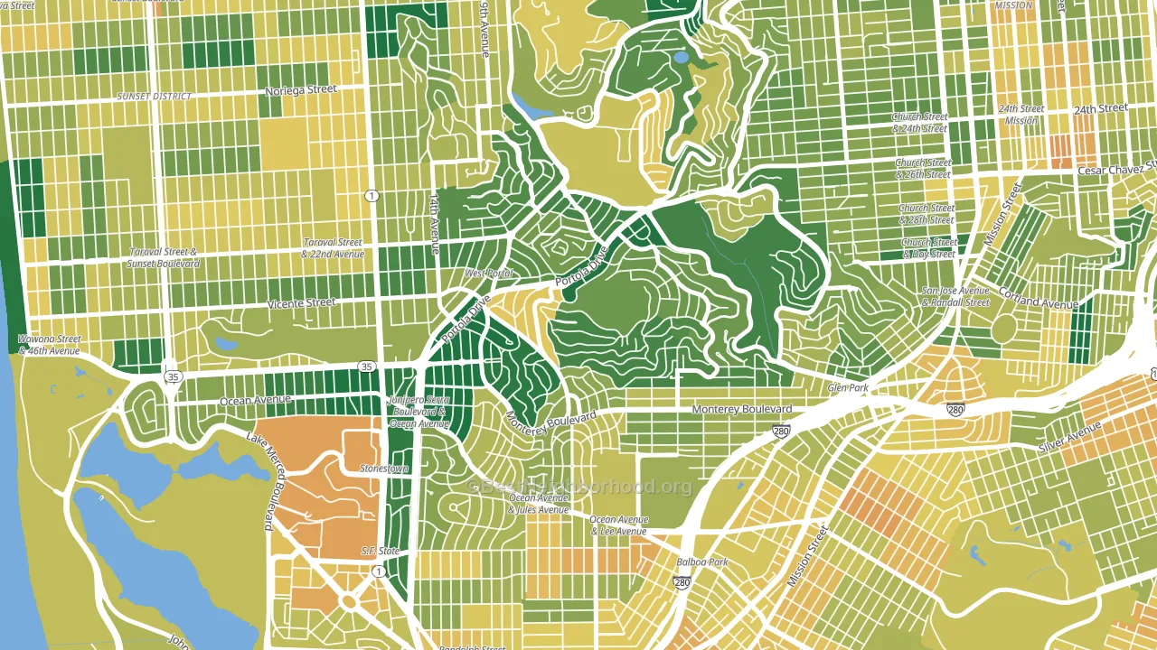 West of Twin Peaks, San Francisco, CA block-group voter-turnout map