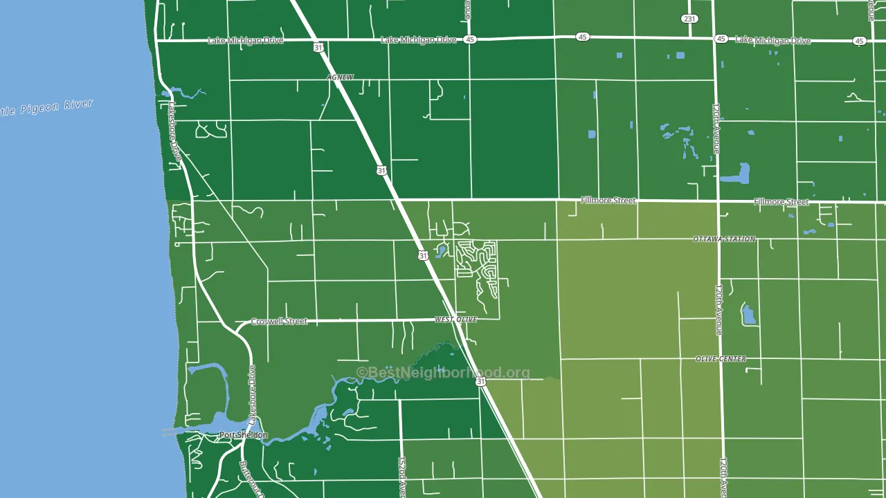 West Olive, MI block-group voter-turnout map