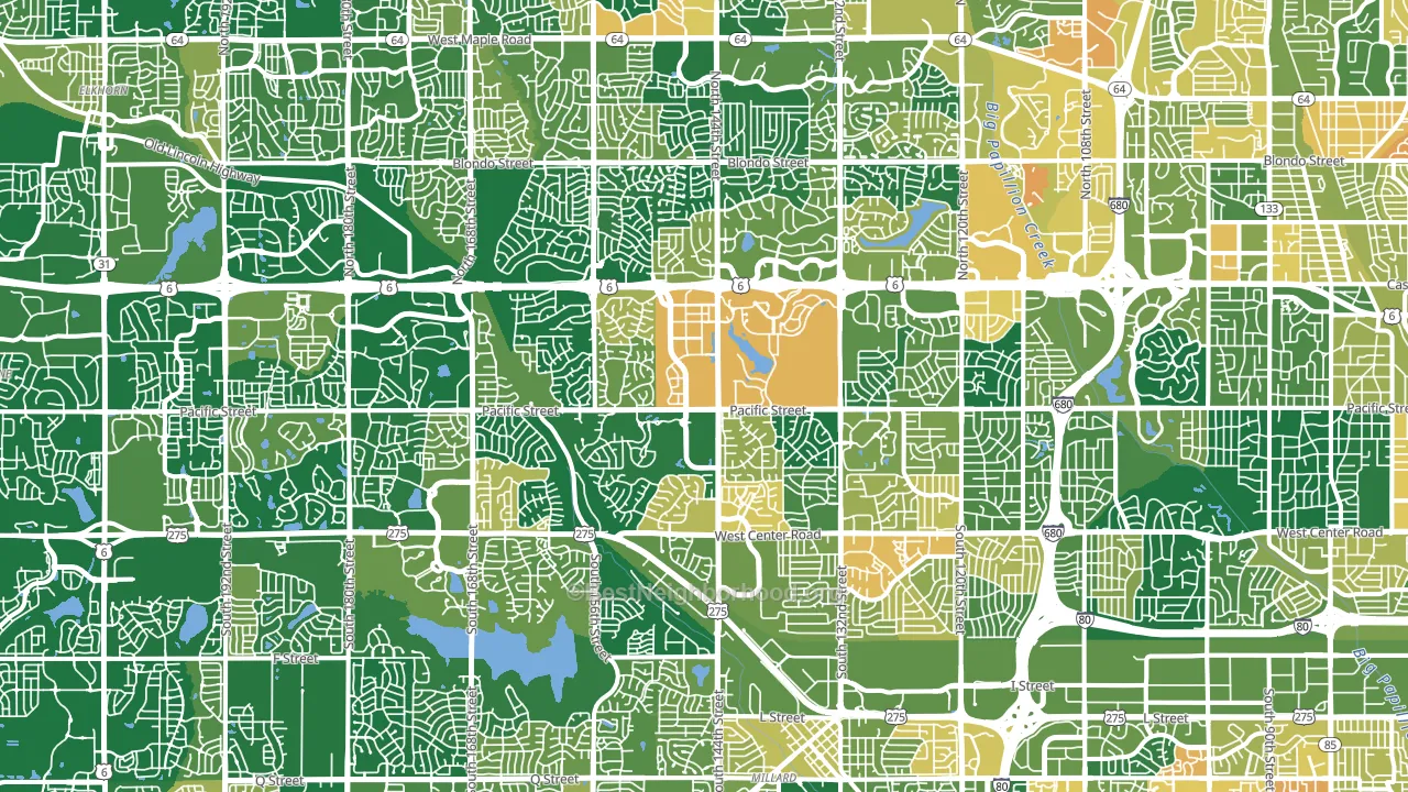 West Omaha, Omaha, NE block-group voter-turnout map