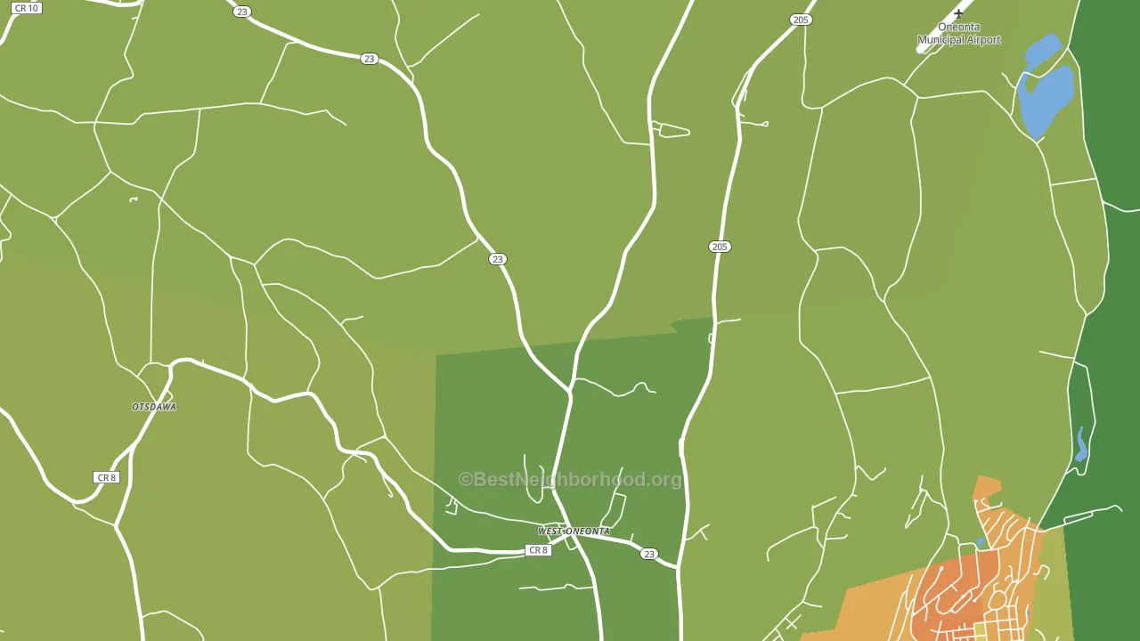 West Oneonta, NY block-group voter-turnout map