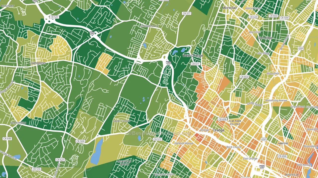 West Orange, NJ block-group voter-turnout map