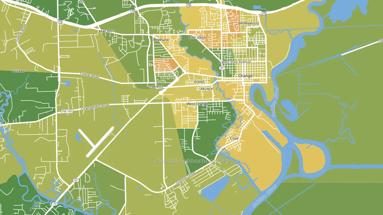 West Orange, TX block-group voter-turnout map