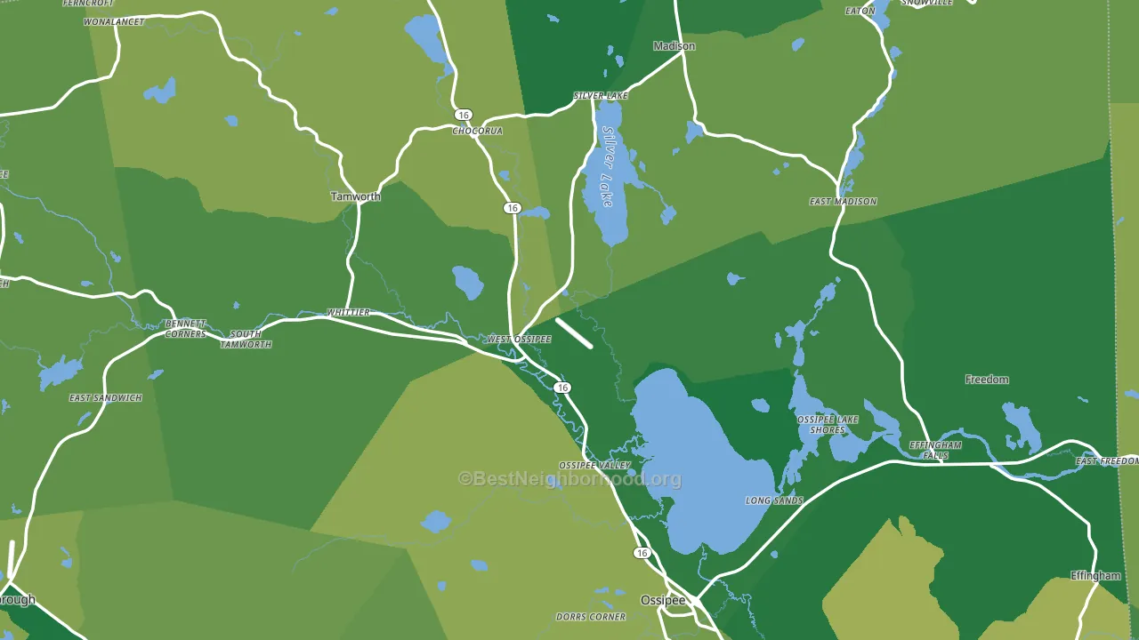 West Ossipee, NH block-group voter-turnout map