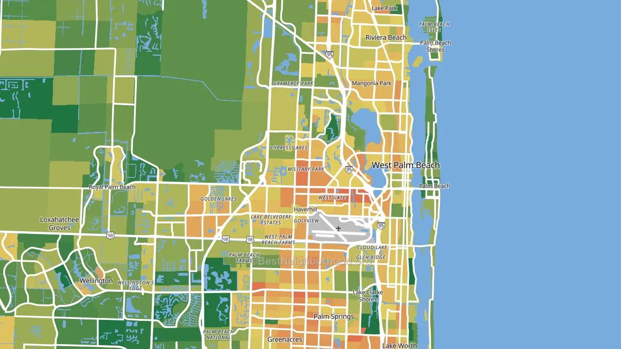 West Palm Beach, FL block-group voter-turnout map