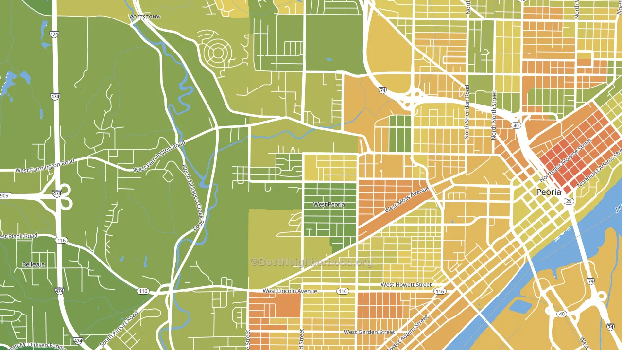 West Peoria, IL block-group voter-turnout map